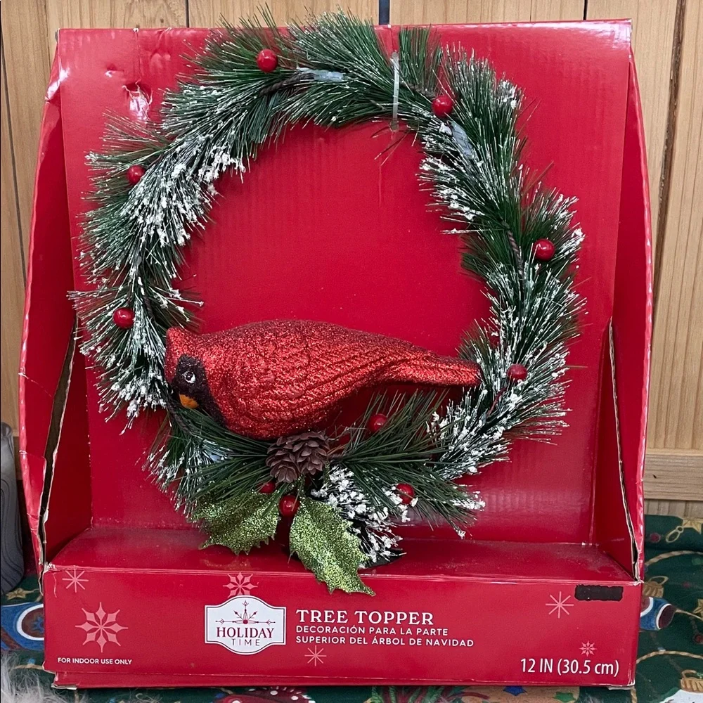 Holiday Time Red and Green Cardinal Wreath